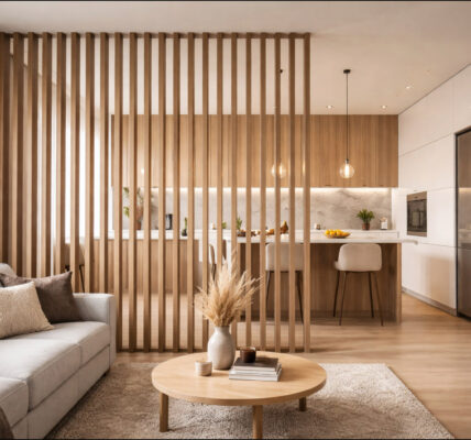 Efektowne oddzielenie kuchni od salonu
